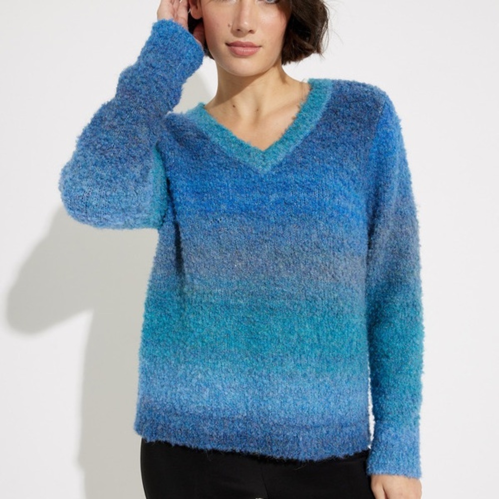 Elena Wang Fuzzy‎ Knit Sweater Cashmere Blend Style Ew29056 Size XS